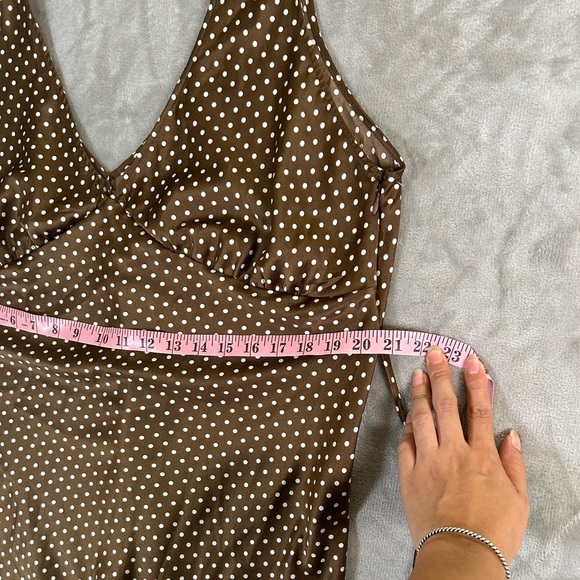 Pink by Frankie’s bikinis brown polka dot mini satin babydoll dress - Picture 4 of 12